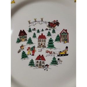 2 Vintage Kun-Lun The Joy Of Christmas Jamestown Serving Platters 11"
